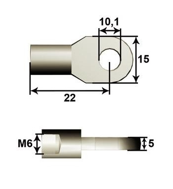 ANCLAJE OJO METAL Ø10mm L22 M6